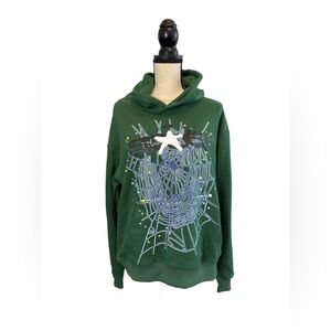 Sp5der Worldwide Web Hoodie Hunter Green Men/Women size Small Unisex